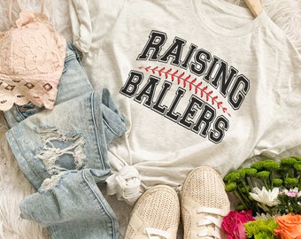 Raising Ballers Shirt, Softball Mom Shirt, Baseball Mom, Game Day Shirt, Retro Softball Shirt, Retro Softball Graphic Tee, Baseball Shirt
