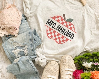 Personalized Retro Teacher Shirt, Teach Shirts, Retro Teach Shirt, Retro Teacher T Shirt, Apple Teacher Shirt