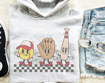 Retro Softball Sweatshirt, Game Day Baseball Sweatshirt, Softball Crewneck, Retro Softball Hoodie, Retro Softball Shirt, Game Day Shirt