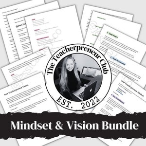 Mindset & Vision Workbook For Teacherpreneurs | Business Resource | Digital Printable Resources, Planners | PDF - Google Docs