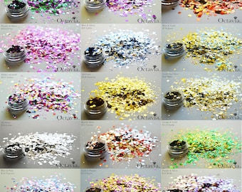 Eco Biodegradable Glitter Set 15 x Pots Chunky Mixed Festival Glitter Cosmetic Face Body Nails Arts Crafts Resin Glitter for Wax Melts Set D