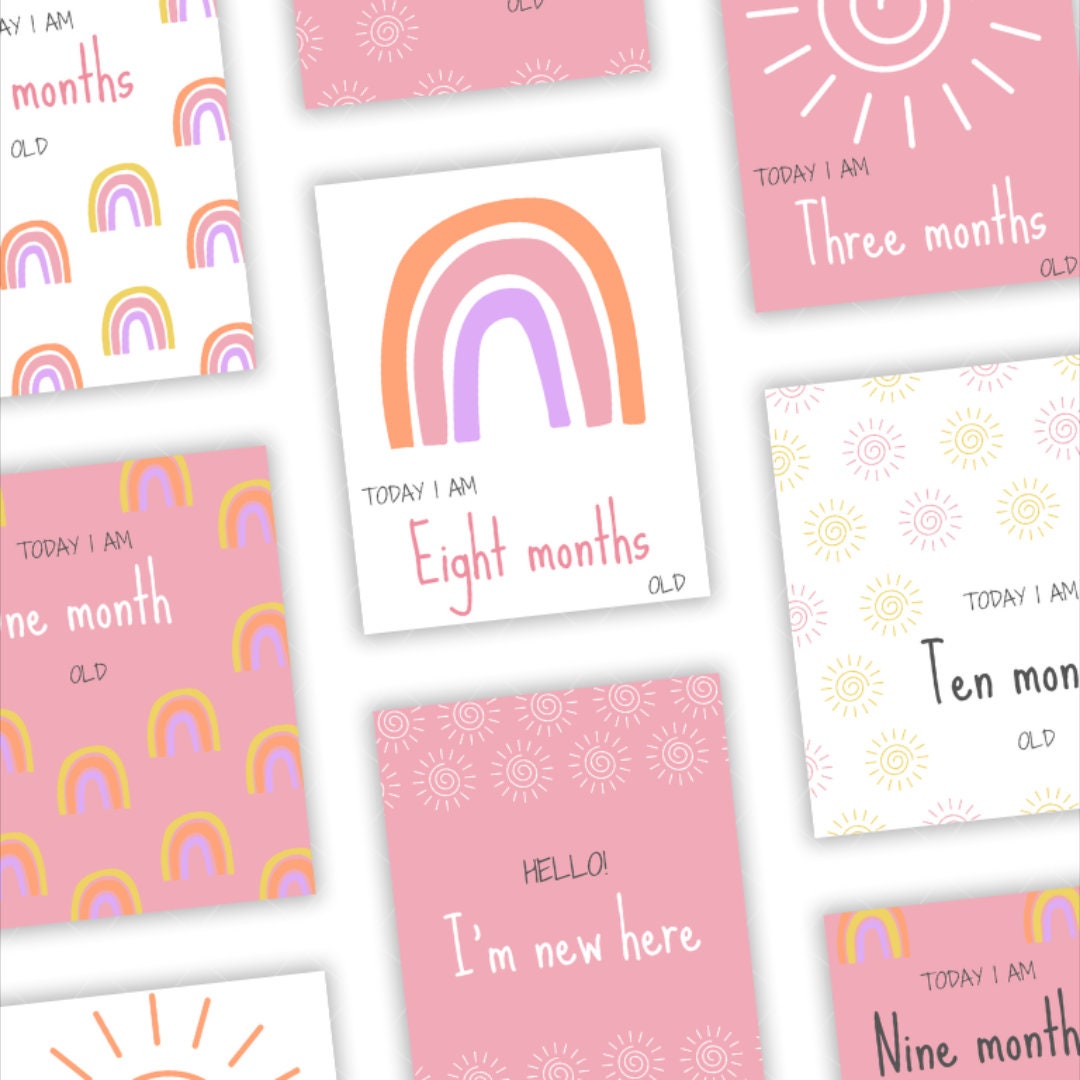 Rainbow Sun Baby Milestone Cards (instant Download) - Etsy Australia