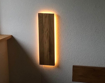 Applique / lampe de chevet moderne en bois, chêne, dimmable