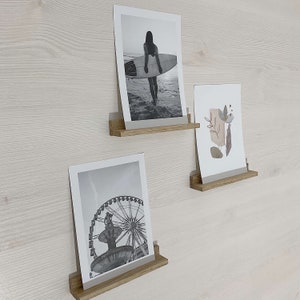 3 étagères à photos pour le mur (lot de 3 porte-photos) | Porte-cartes uniques en chêne | Collage de photos composé d'étagères à photos