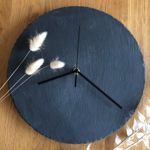 Horloge murale en ardoise, horloge en ardoise minimaliste moderne en pierre naturelle, noir, anthracite, mouvement silencieux