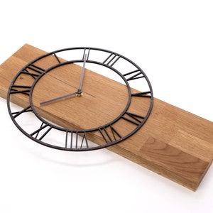 Wooden Wall Clock, Unique Modern Oak Wooden Clock | minimalist wall clock large | Great gift for moving, living room furnishings