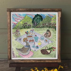 Tarjeta 15x15 Jardín Inglés hora del té de primavera