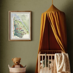 Affiche A4 et A3 carte du médoc ⦙  aquarelle d'animaux locaux ⦙  éducative montessori