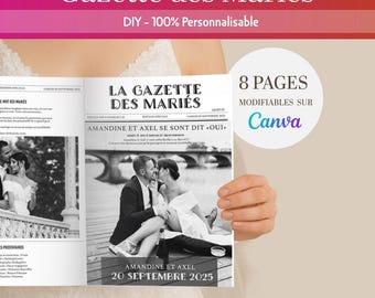 Gazette des mariés personnalisable – Modèle DIY à imprimer