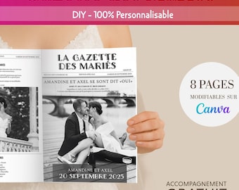 Gazette des mariés personnalisable – Modèle DIY à imprimer