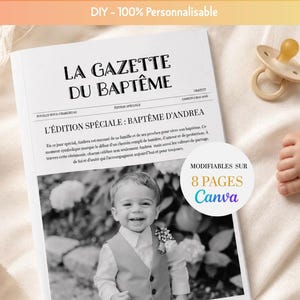 Customizable Baptism Gazette (Canva) – DIY Baptism Journal to Print – Baptism Program – Guest Favors – A4/A3 Template Download