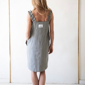 Linen Summer Dress in MIDI length with Open Shoulder, Linen summer dress, Cocktail dress, Dress with pockets, Linen dress with belt image 5