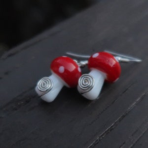 Unique mushroom earrings, spiral of life earrings, wire wrapped earrings