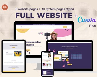 Tema Kajabi SITIO WEB COMPLETO. Paquete de plantillas de influencer Kajabi. Sitio web en línea de Kajabi