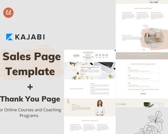 Plantilla de página de ventas de Kajabi para entrenadores, creadores de cursos en línea y emprendedores / Página de inicio neutral / Plantilla de embudo de ventas de lanzamiento