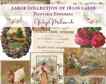 Large collection of French vintage illustrated cards, printable, vintage, ephemera, junk journals, craft, scrapbooks, INSTANT DOWNLOAD
