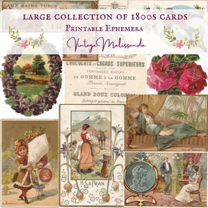 Large collection of French vintage illustrated cards, printable, vintage, ephemera, junk journals, craft, scrapbooks, INSTANT DOWNLOAD