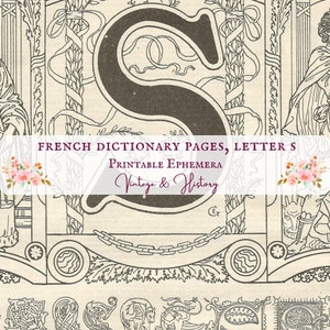 Páginas de dicionário francês, letra S, Larousse, alfabeto, para impressão, efêmera, colagem, diário, artesanato, álbum de recortes, vintage DOWNLOAD INSTANTÂNEO