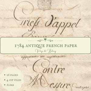 1784 antikes handgeschriebenes französisches Dokument, Kalligraphie, bedruckbares Papier Ephemera, Manuskript aus Frankreich, Vintage, INSTANT DOWNLOAD
