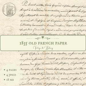 1835 antique handwritten French document, calligraphy, printable paper ephemera, manuscript from France, vintage, INSTANT DOWNLOAD
