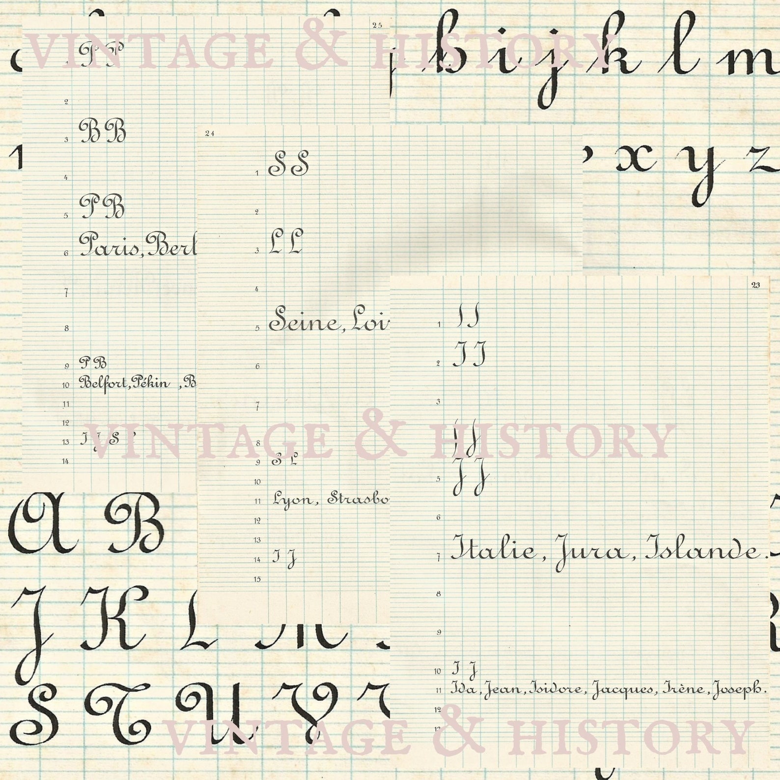 French Handwriting Schoolbook, écriture Ronde Française, Printable ...