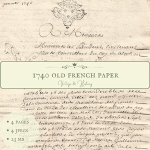1740 antique handwritten French document, calligraphy, printable paper ephemera, manuscript from France, vintage, INSTANT DOWNLOAD