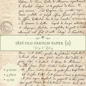 1816 {2} antique handwritten French document, calligraphy, printable paper ephemera, manuscript from France, vintage, INSTANT DOWNLOAD