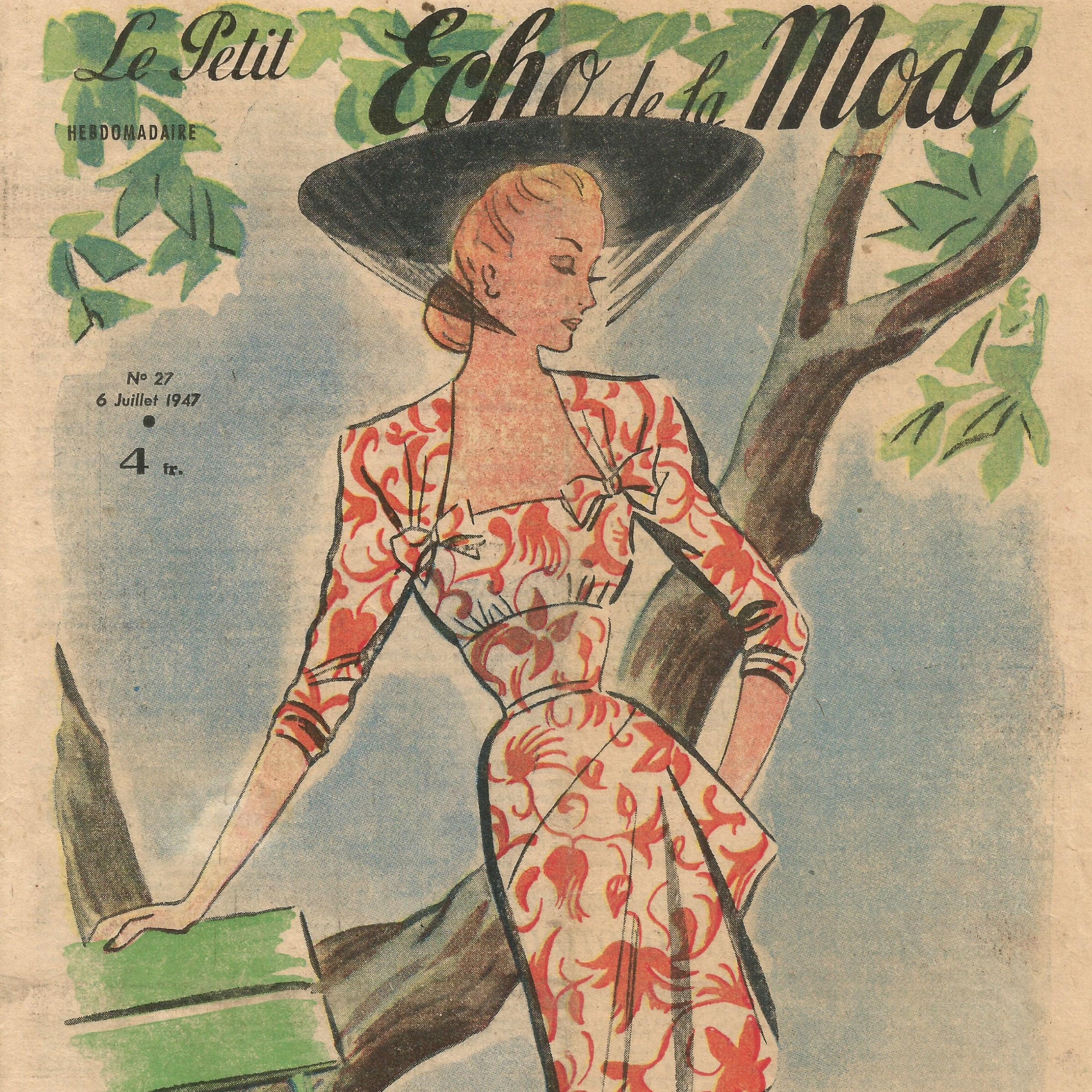 Printable 1940s French Fashion Magazine Images, Paris Style, Digital