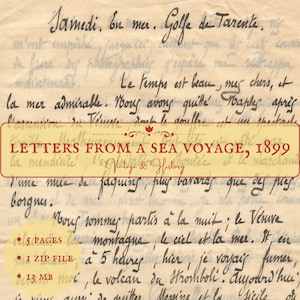 Cartas escritas por uma jovem francesa em uma viagem marítima na Itália em 1899, coisas efêmeras em papel para impressão da França, DOWNLOAD DIGITAL INSTANTÂNEO