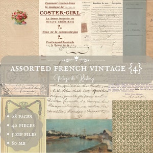 Assorted French vintage ephemera {Bundle 4}, 42 pieces, printable paper ephemera from France, journals, INSTANT DIGITAL DOWNLOAD