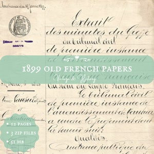 1899 antique handwritten French document, calligraphy, printable, digital ephemera, old papers from France, vintage, INSTANT DOWNLOAD