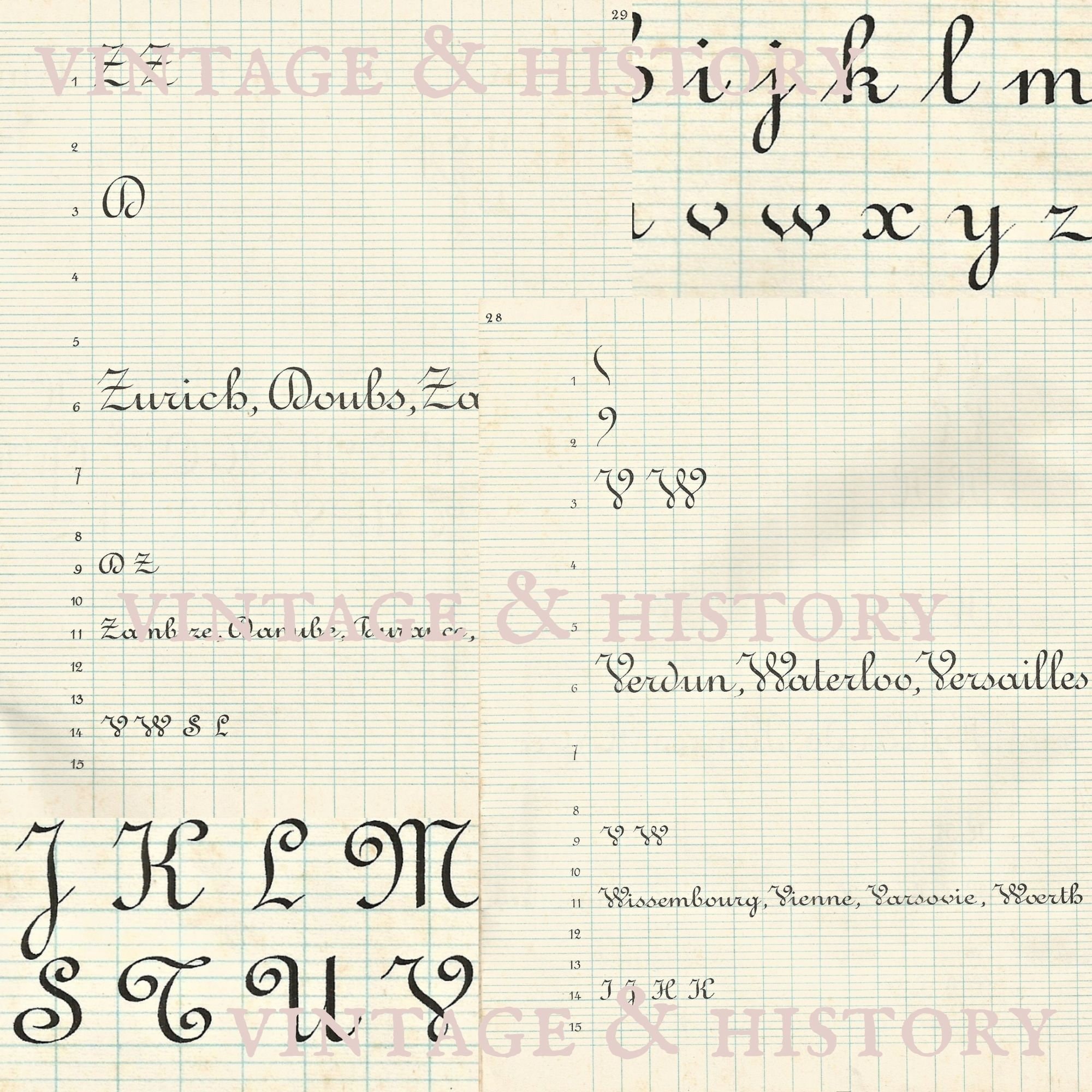 French Handwriting Schoolbook, écriture Ronde Française, Printable ...