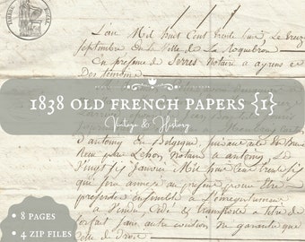 1838 {1} antique handwritten French document, calligraphy, printable, digital ephemera, old papers from France, vintage, INSTANT DOWNLOAD