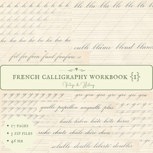 Nouvelle Méthode d'Écriture {1}, französisches Handschrift und Kalligraphie Übungsheft, vintage druckbares Papier Ephemera, digitaler Download