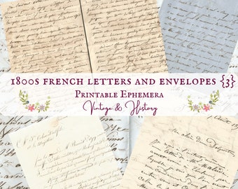 1800s French letters and envelopes, Bundle 3, digital, handwriting, ephemera, collage, junk journal, craft, vintage, INSTANT DOWNLOAD