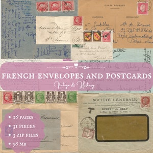 French vintage envelopes, cards and letters, 31 pieces, 1930s to 1940s, printable paper ephemera from France, INSTANT DIGITAL DOWNLOAD