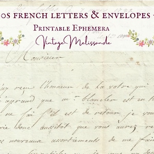 Cartas y sobres franceses del siglo XIX imprimibles, paquete 2, digital, descarga, escritura a mano, efímera, collage, diario, manualidades, vintage