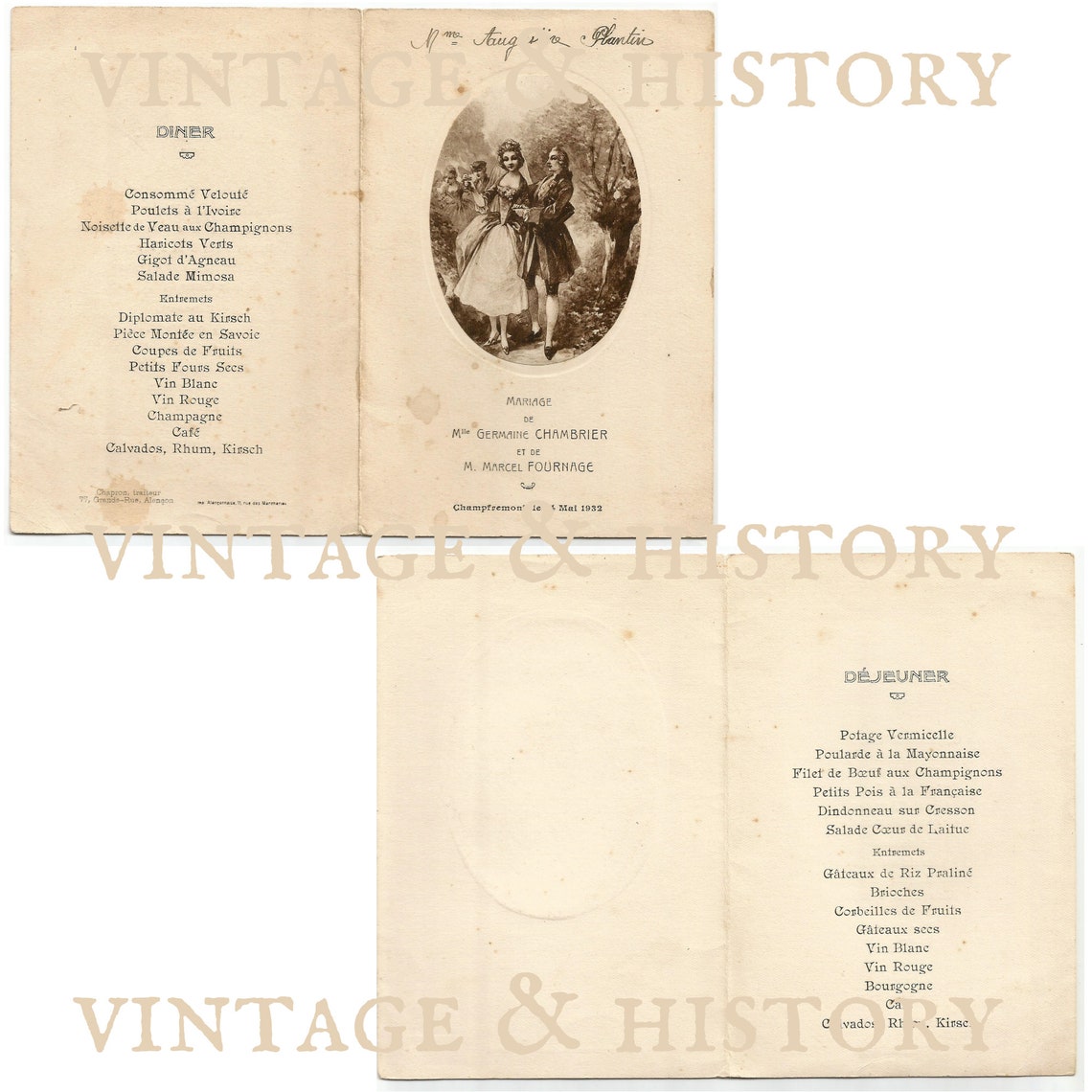 French Vintage Menus, Printable, Vintage, Ephemera, Digital, Journals ...