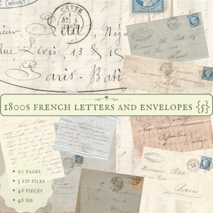 Colección de 1800 {5} de cartas y sobres franceses antiguos, efímeras históricas en papel de Francia para imprimir, descargas digitales para revistas