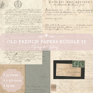 35 page bundle {11} old French papers, handwritten, calligraphy, printable, vintage, ephemera, digital, journals, INSTANT DOWNLOAD