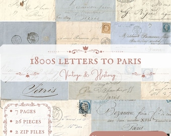 Letters to Paris, handwritten, calligraphy, printable, vintage, ephemera, digital, journals, INSTANT DOWNLOAD