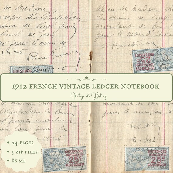 フランス 古い会計帳簿 領収書 1900年前半 全300ページ アンティーク