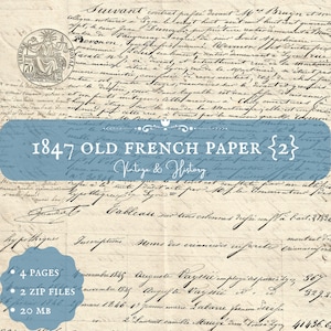 1847 {2} antique handwritten French document, calligraphy, printable, digital ephemera, old papers from France, vintage, INSTANT DOWNLOAD