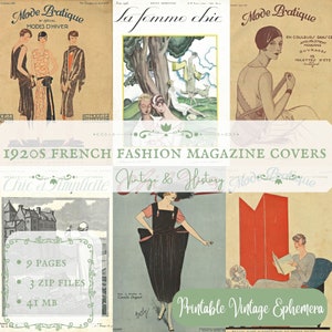 1920s French fashion magazine covers, printable ephemera, French vintage, ephemera, INSTANT DOWNLOAD