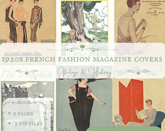 1920s French fashion magazine covers, printable ephemera, French vintage, ephemera, INSTANT DOWNLOAD