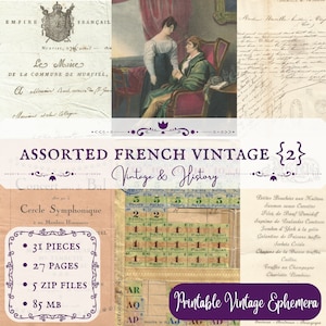 Assorted French vintage ephemera {Bundle 2}, 31 pieces,  printable, vintage, ephemera, digital, journals, INSTANT DOWNLOAD