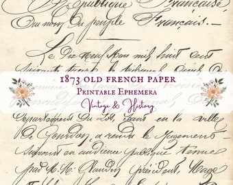 1873 French paper, vintage, printable, digital ephemera, collage, journal, craft, scrapbooking, INSTANT DOWNLOAD