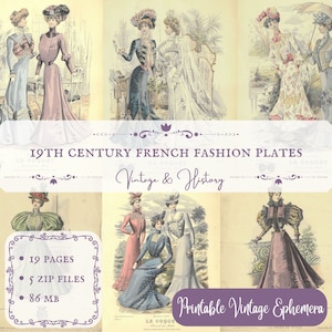 19th century French fashion plates, Paris, digital download, French vintage ephemera, INSTANT DOWNLOAD