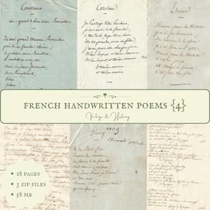Poesie francesi manoscritte {4}, poesia originale in calligrafia dei primi anni del 1800, materiale cartaceo stampabile dalla Francia, download digitale