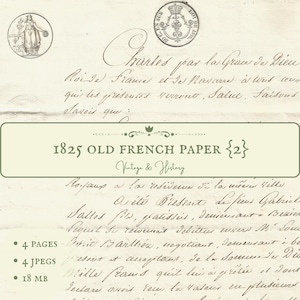 1825 {2} antique handwritten French document, calligraphy, printable paper ephemera, manuscript from France, vintage, INSTANT DOWNLOAD